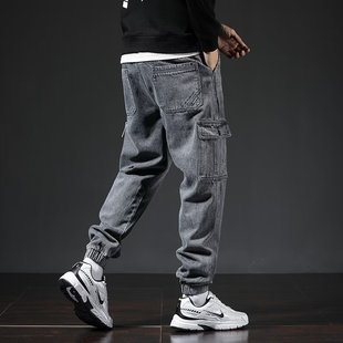 2023 spring and autumn new jeans men's tide brand loose toe Harlan long pants men's pants tide a generation of hair