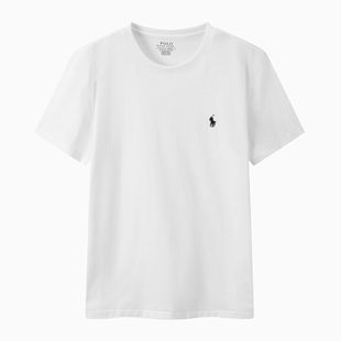 RL Summer Pure Cotton Round Neck Slim-fit Short-sleeved European-style Men's All-match Solid Color Embroidered POLO Pony Standard T-shirt