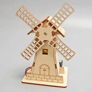Pupil educational science and education toys creative technology small production electric windmill cabin handmade material package new products