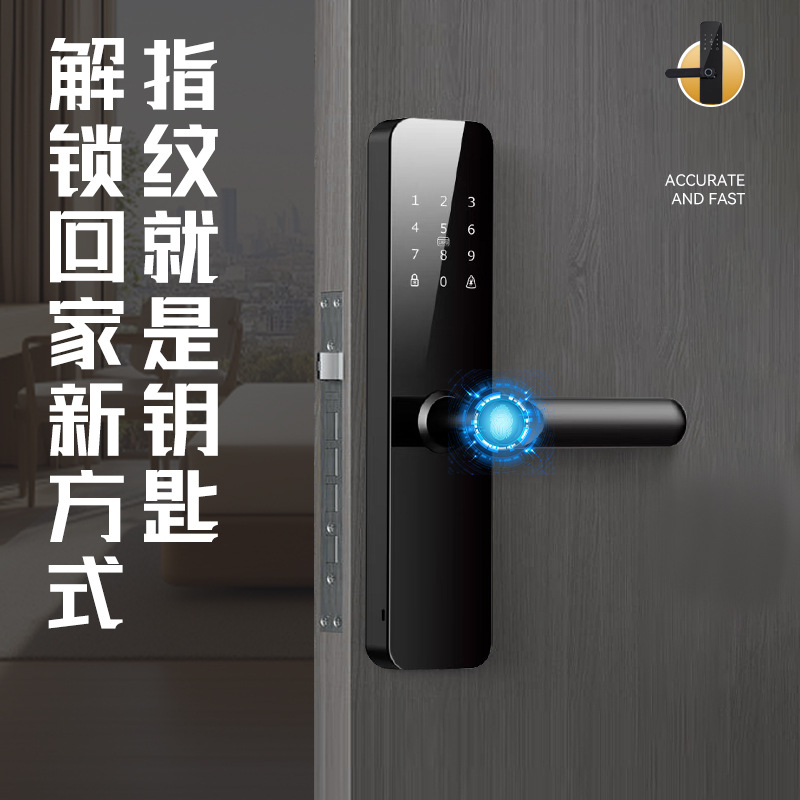 Modern Simple Wooden Door Fingerprint Lock Home Courtyard Anti-Theft Entry Cat Eye Door Password Lock Smart Lock That Can Swipe Cards