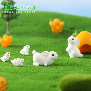 Micro landscape small ornaments cute animal realistic rabbit Micro landscape adorable rabbit garden resin creative accessories