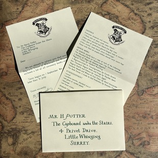Harry Potter admission notice movie version Harry Potter surrounding Hogwarts admission letter with 943 tickets