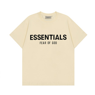 Флокированные буквы ESSENTIALS футболки с короткими рукавами с круглым вырезом