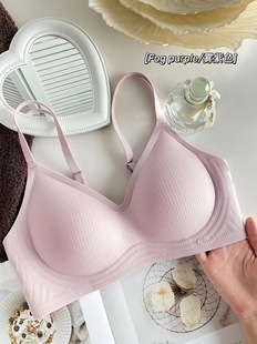 Traceless Jelly Strip Underwear Women's Fixed Cup Bra Push-up Parammary Soft Support Rimless Large Chest Small Bra
