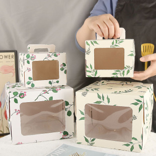 Mousse Cake Window Transparent Birthday Korean Baking Packaging Box 4 Inch 6 Inch Portable Square Fresh West Point Box
