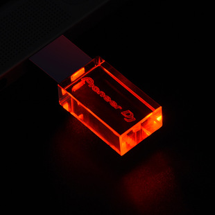 Foreign trade for crystal U disk 32g company school gifts business lettering U disk logo64g wedding gifts LED