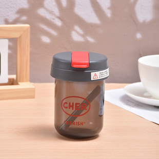 Internet Celebrated Mini Ton Cup Children's Plastic Cup Portable Handheld Cup Double Drink Suction Tube Cup High Color Value Big Belly Water Cup