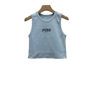 2024 Summer New Women's Casual Round Neck Sleeveless Base Vest Green Slimming Short Top 4F4100981