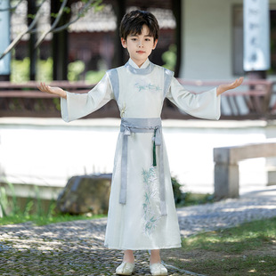 Children's Tang Suit Boys' Han Suit Ancient Suit Spring and Autumn Summer Chinese Style Tang Dynasty Scholarly Master Performance Suit Li Bai Ancient Suit