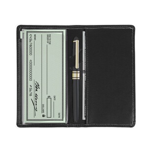 European and American Popular Genuine Leather Long Style 80% off Ultra-Thin Check Holder Rfid Anti-Theft Multifunctional Bill Holder with Pen Slot
