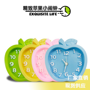 New Candy Color Creative Cartoon Three-dimensional Digital Mute Alarm Clock Children's Student Bedside Desktop Apple Small Alarm Clock