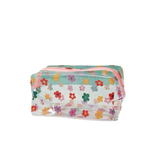 South Korea Ins Hyun-a Flower Transparent Waterproof Makeup Pencil Bag Women's Portable Large Capacity Storage Travel Wash Bag