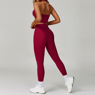 Cross-Border Nude Yoga Clothes for Women Autumn and Winter Zipper Long-Sleeved Fitness Clothes Set Slim Running Fitness Sportswear 6116