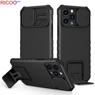 Suitable for iphone16pro Max Stereo Bracket Anti-fall Mobile Phone Case XS Max Push Window Fine Hole Protective Cover
