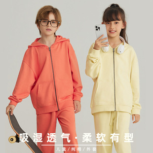 330g children's cotton class clothing sweater custom school uniform group clothing terry hooded zipper cardigan jacket custom-made