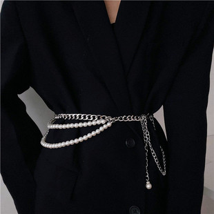 Cross-border Pearl Waist Chain Women's Fashion Internet-famous Multi-layer Metal Chain Belt with Skirt Suit High-end Accessories Wholesale
