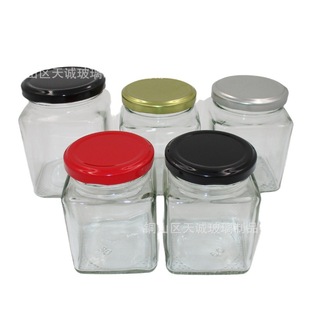 500g honey bottle 380ml square sauce bottle chili sauce jam bottle handmade food packaging glass bottle