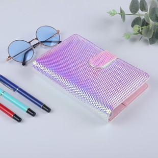 Cross-border A6 Rainbow Laser Notebook Colorful Loose-leaf Macaron Hand Ledger Cash Budget Handbook Notepad