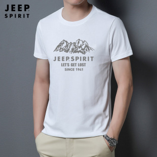JEEPSPIRIT футболка с короткими рукавами летняя новая дышащая хлопковая Футболка с круглым вырезом Большие размеры Повседневная Нижняя рубашка однотонная мужская одежда