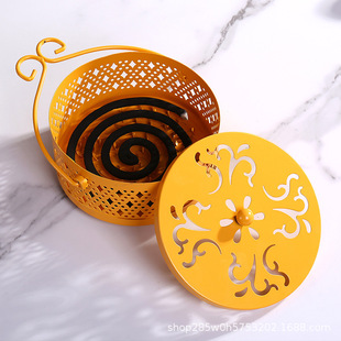 Simple portable wrought iron mosquito-repellent incense box incense burner with lid thickened color mosquito-repellent incense bracket mosquito-repellent incense tray mosquito-repellent incense tray