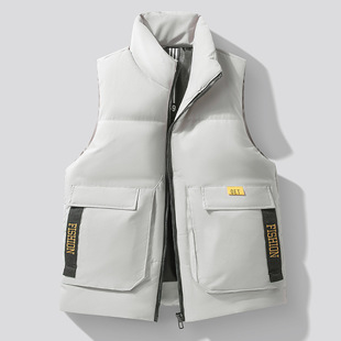 Explosions Data Loose Workwear Vest Men's Autumn and Winter Down Cotton Vest Thickened Vest Korean Fashionable Jacket Winter