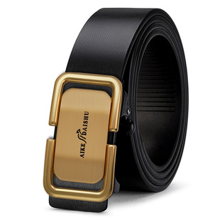 Belt Men's High-end Business Casual All-match Two-layer Cowhide Middle-aged and Young People's Toothless Automatic Buckle Inner Wear Men's Trousers Belt