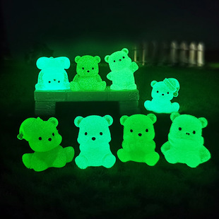 Micro-landscape luminous multi-color bear ornaments simulation animal garden landscaping accessories resin car central control ornaments