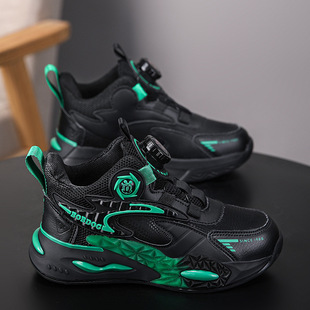 Boys Sports Shoes Spring and Autumn New Leather Mid-Big Kids Basketball Shoes All-Match Casual Boys Running Shoes