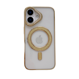 Luxury electroplated rhinestone for Apple 14promax mobile phone case glitter magnetic iPhone16pro anti-drop 15x
