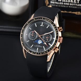Cross-border new hot-selling European brand fashion beautiful 6-pin rubber band multi-function men's quartz watch factory wholesale