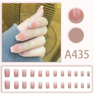Wearing Nail Nail Nail Blending French ins Aurora Removable Fake Nail Bow Frosted Ice Clear