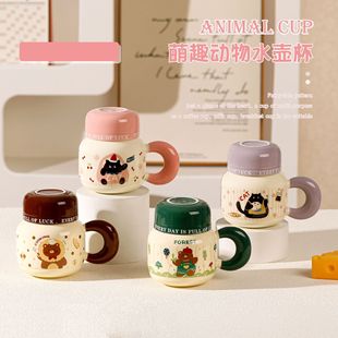 Cute Cat Ceramic Cup with Lid Mug Accompanying Gift Home Boudoir Cup Honey Gift Office Coffee Cup