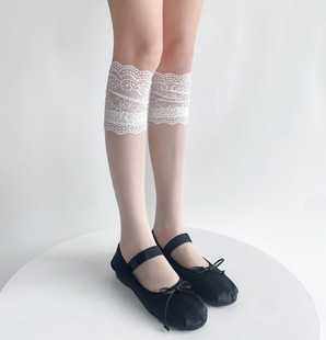 Spring and summer ultra-thin free cut through the meat pile tube socks women's Lolita sweet flower lace thin calf socks