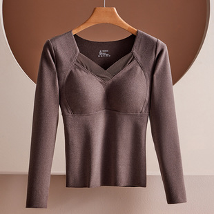 Graphene Heating Autumn Clothes and Pants suit Women's Integrated Thermal Underwear with Chest Pad Women's Winter Thickened Base Shirt