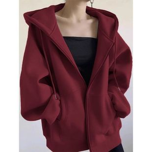 Huamian Jimo Sweatshirt Loose Cardigan Hooded Jacket Women's Autumn and Winter Thickeneded Warm Versatile Top Trendy