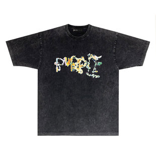 Long-Term STock ExporT Cross-border European and American Trendy BRAND PURPLE BRAND T SHIRT DisTressed ShorT-sleeved T-shirT