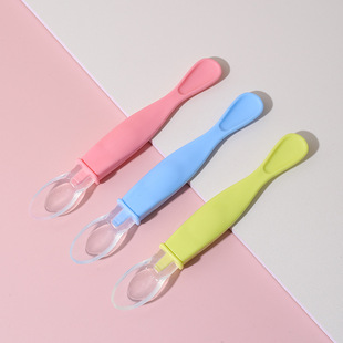 Baby silicone spoon newborn baby feeding water feeding complementary food small spoon children's tableware eating complementary food spoon tableware