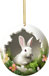 Step into new Easter decorations vintage Easter decoration tree hole rabbit ornaments shape with rope hanging decoration
