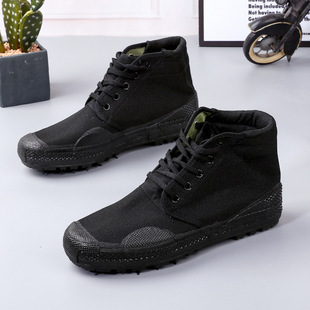 Factory rubber sole low liberation shoes high-top canvas work training shoes camouflage military training shoes low-top 99 farmland shoes wholesale