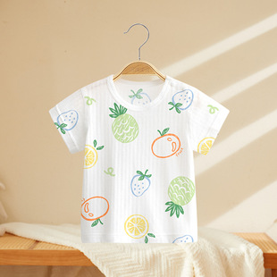 Baby's Short-sleeved Summer Thin Boy's Baby's Pure Cotton T-shirt Girls' Single-piece Top Children's Summer Base Shirt Clothes