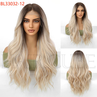 Large-area lace wig large wave wig 2024 new natural women's medium and long hair curly head cover full head cover