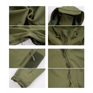 Shark skin soft case jacket armpit zipper fleece-lined warm waterproof