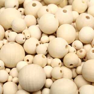 Round wooden beads wooden ball 4-50mm natural log original color blank with holes round wooden beads loose beads bracelet diy accessories