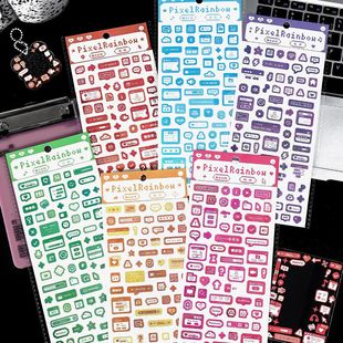 Infeel.me Synthetic Paper Self-adhesive Flash Film Sticker Pixel Rainbow Japanese and Korean Small Sticker Hand Account Goo Card Sticker