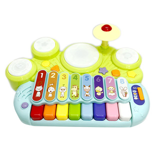 Gu Yu Children's Early Education Hexahedron Light Hand Beat Drum 1-3 Years Old Baby's Shape Cognition Digital House Toy