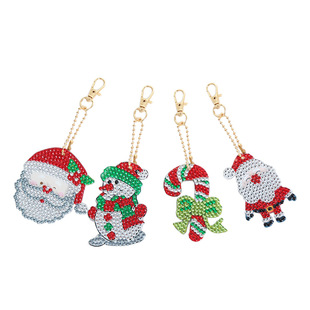 New Style Diamond Art DIY Diamond Painting Keychain Animal Christmas Cartoon Keychain Sticker Diamond Embroidered Key Chain