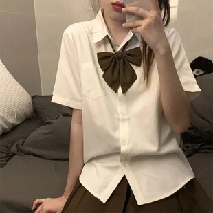 White Shirt Women's Short-sleeved Summer Shirt Loose Top JK Uniform suit Pleated Skirt Graduation Class Clothing College Style