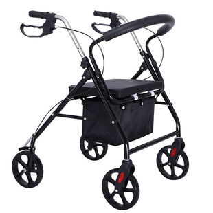Multi-functional belt storage and seat walking aid for the elderly Four-wheel trolley Foldable portable shopping cart