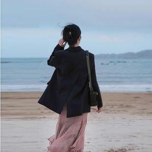 Black Suit Jacket Women's 2024 Spring and Autumn New Casual Elegant Celebrity High Sense Popular Small Suit This Year
