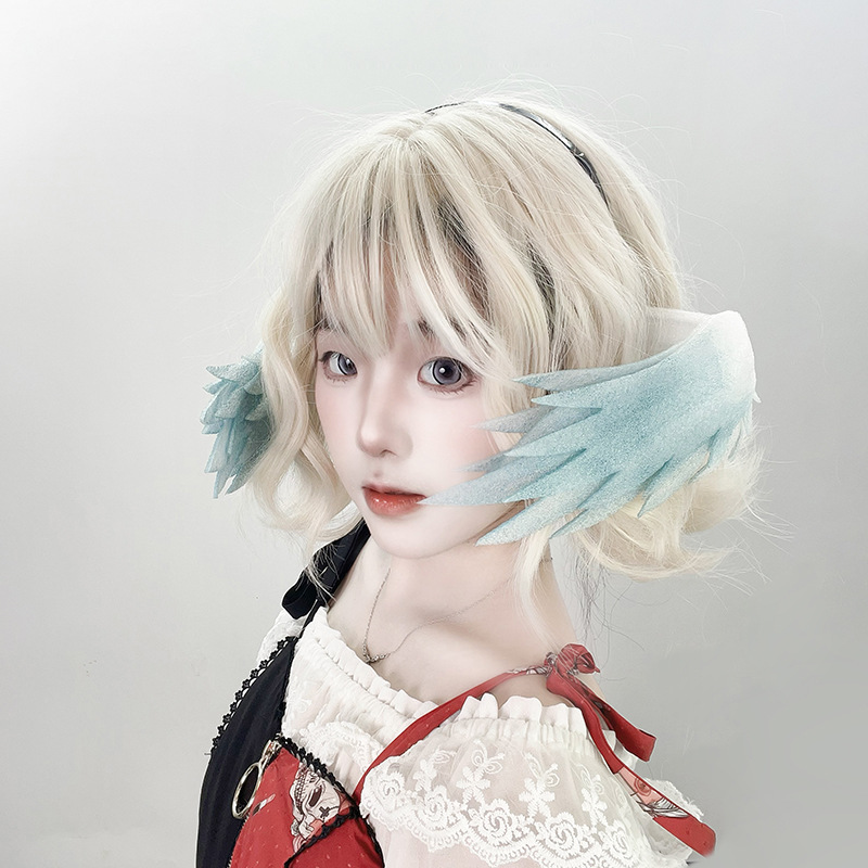 Sunday Robin Ear Feather Cos Props Two-Dimensional Lo Girl Hair Accessories Star Iron Comic Show Angel Ear Feather Headdress